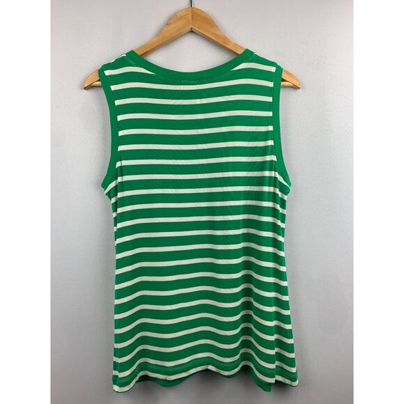 Cabi Green & White Striped Sleeveless Tank Top S - Picture 2 of 5